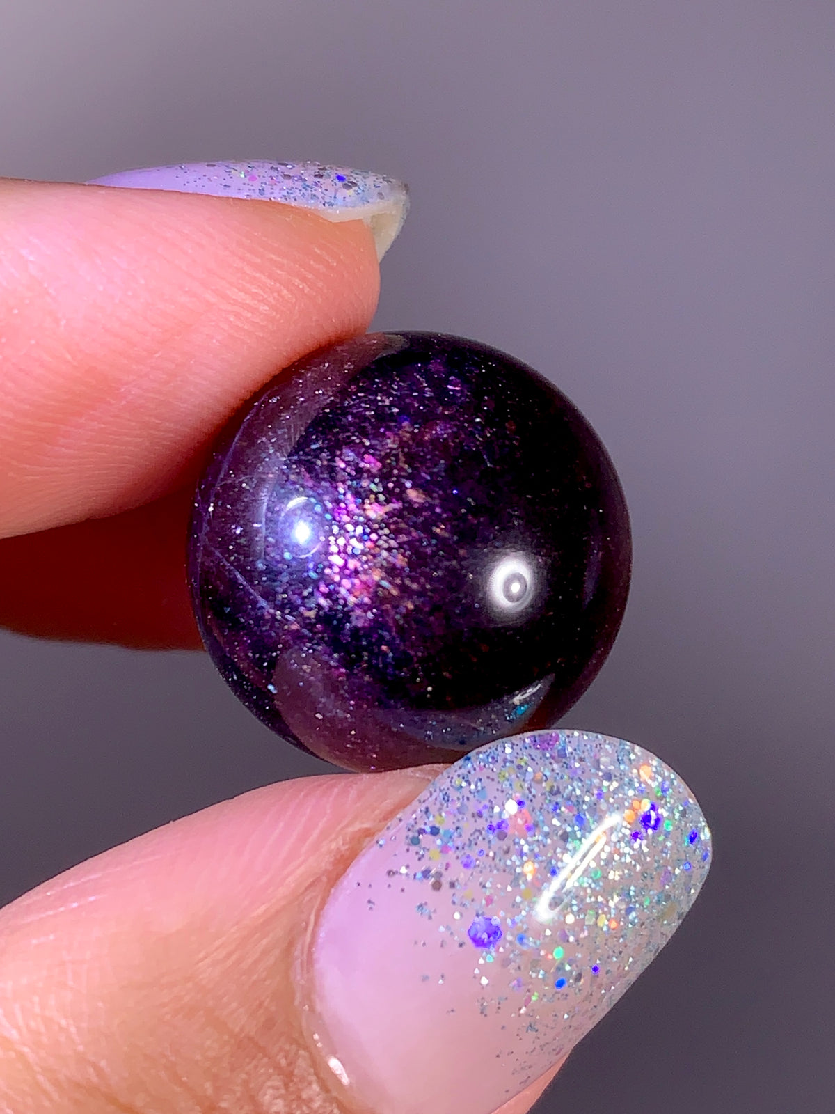 High-Grade Galaxy Iolite & Sunstone Bloodshot Sphere | Tanzania
