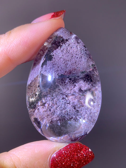 High-Grade Shiny Pink & Purple Four Seasons Garden Quartz Polished Large Teardrop from Brazil