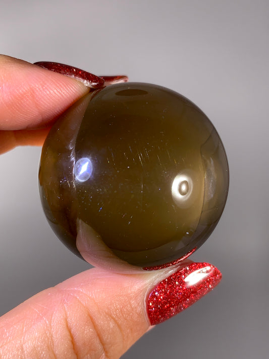 Collector-Grade Natural Citrine Sphere with Dancing Rutile & Sparkling Mica Inclusions | Brazilian Quartz