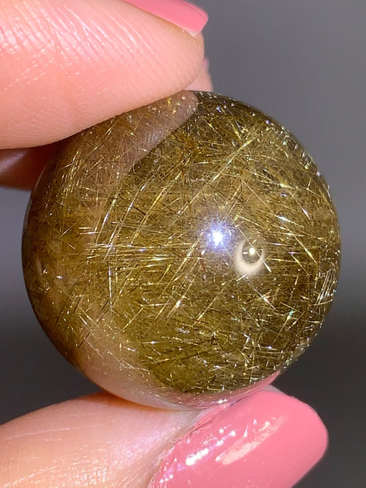 High-Quality Densely Packed Gold Shooting Star & Lattice Rutile Quartz Sphere from Brazil