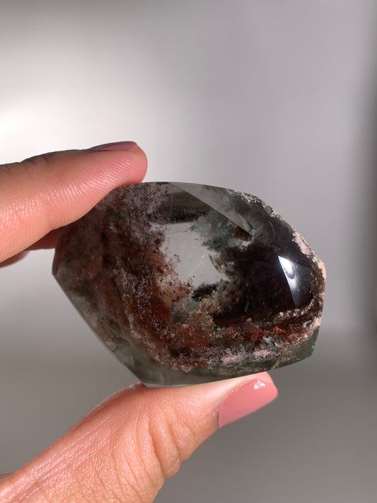 Colorful Garden Quartz With Shimmery Green Chlorite Polished Freeform Brazil