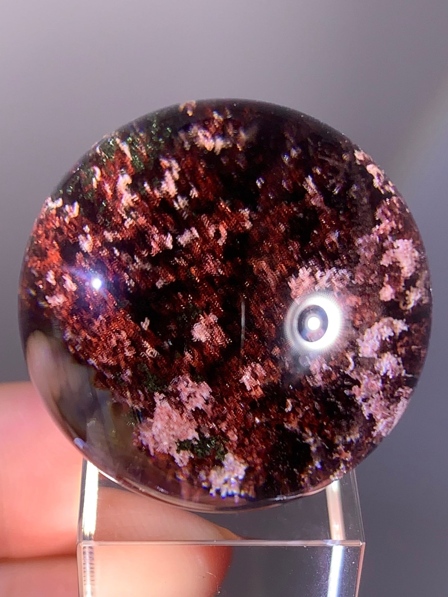 Collector’s Grade Red, Pink & Green Garden Quartz Sphere – Brazil