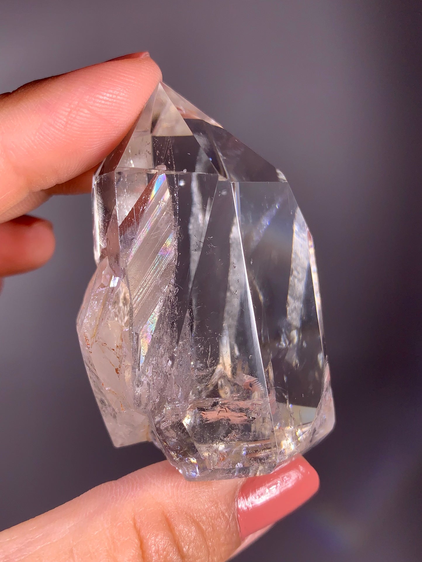 Penetrating Quartz-in-Quartz Tower with Natural Rainbow – Madagascar