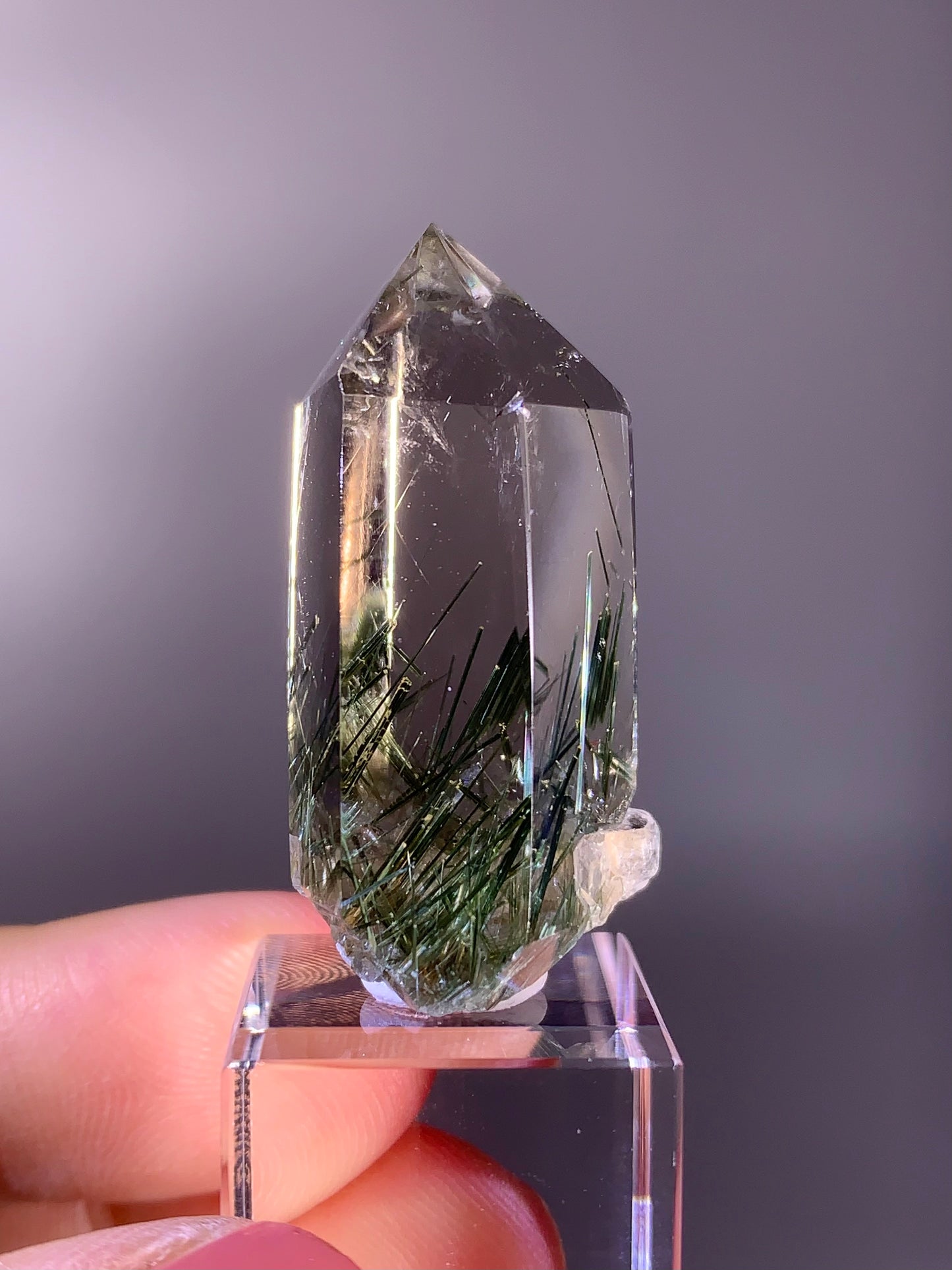 High-Quality Green Rutile Polished Point Cluster Specimen – Brazil