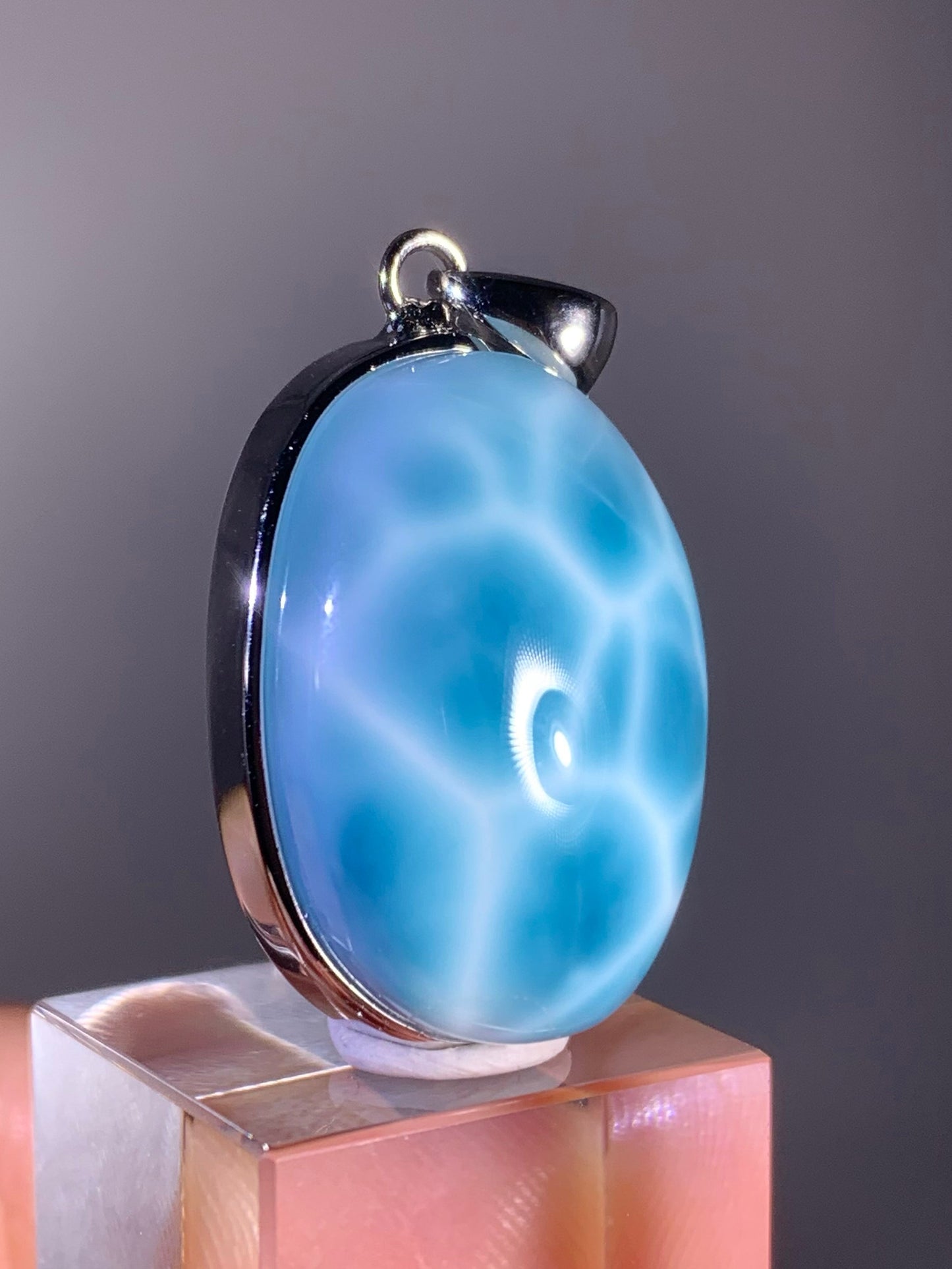 Top-Quality Larimar Pendant S925 Sterling Silver | Dominican Republic Gemstone
