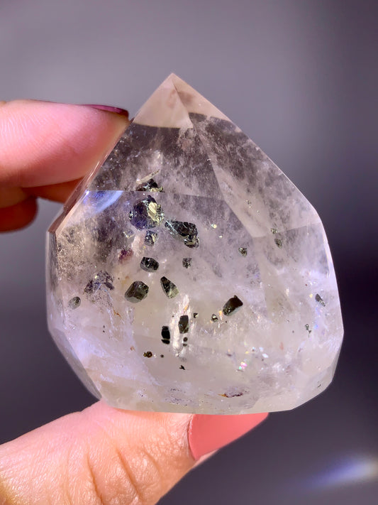 High-Quality Large Pyrite in Citrine Tower with Natural Rainbow from Brazil