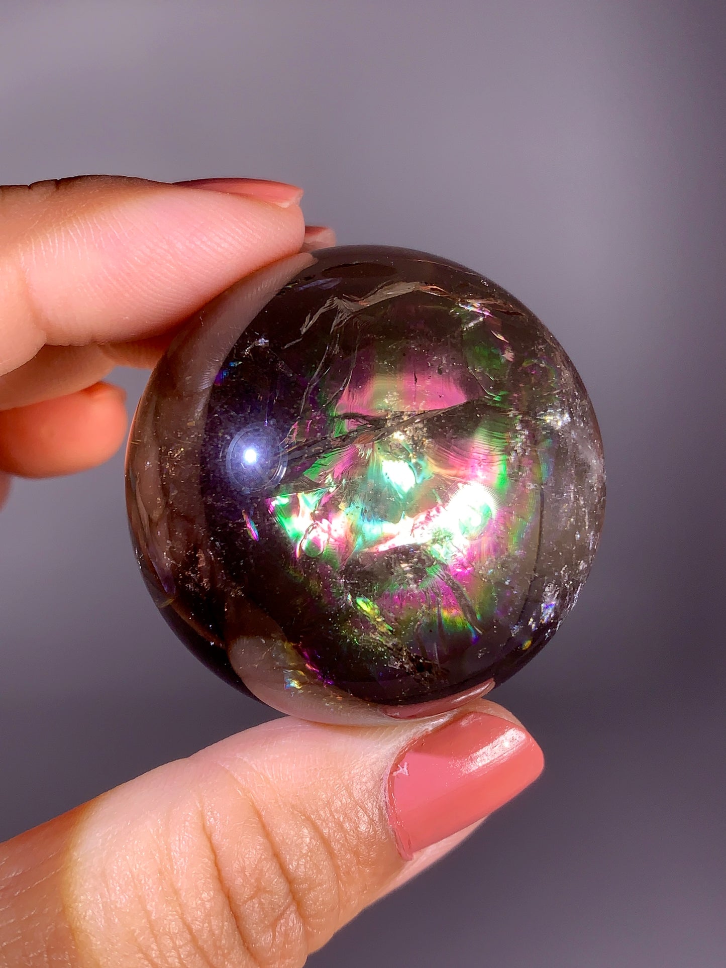 High-Quality Smoky Quartz Sphere with Natural Rainbow from Brazil