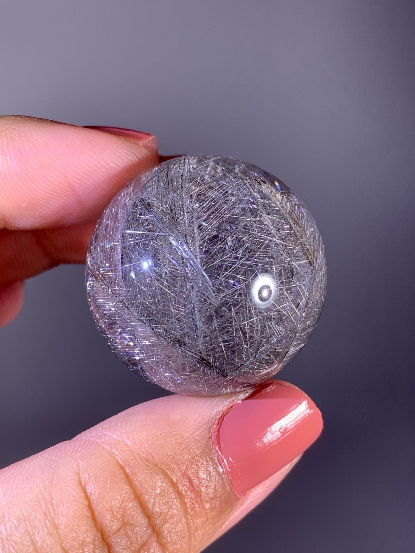 Collector's Grade Rare Pure Silver Lattice Rutile Quartz Sphere | Brazil