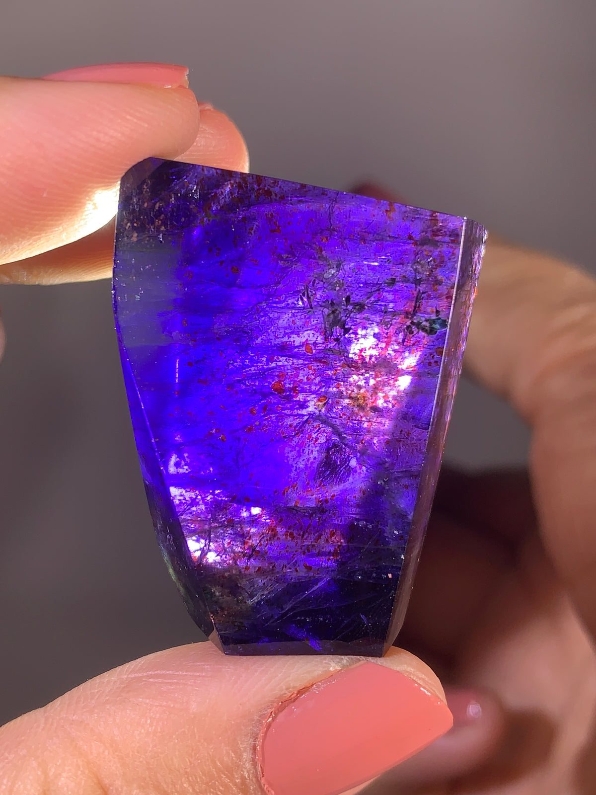 High-Grade Galaxy Iolite & Sunstone Bloodshot Freeform from Tanzania