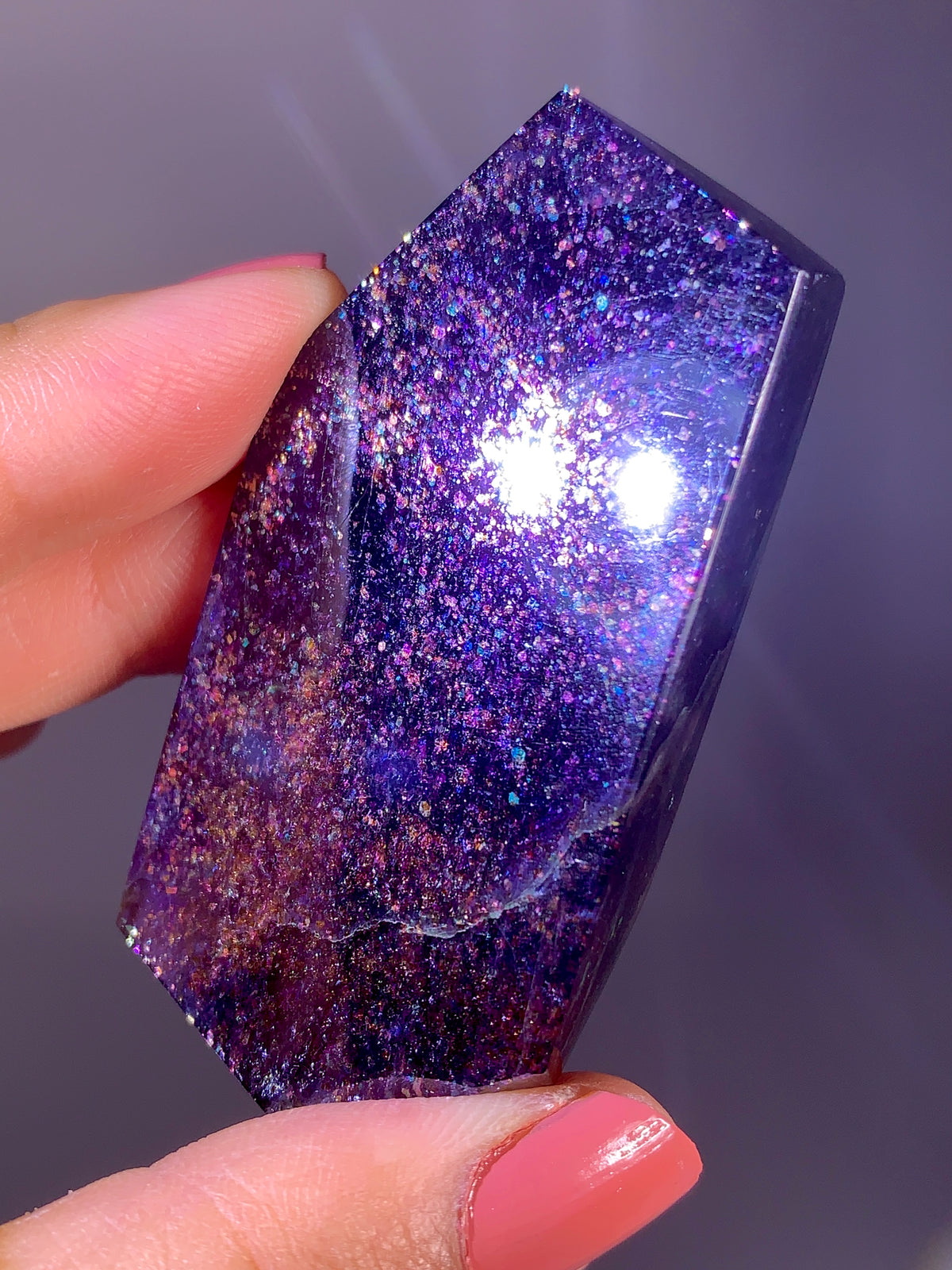 High-Grade Galaxy Iolite & Sunstone Bloodshot Freeform from Tanzania