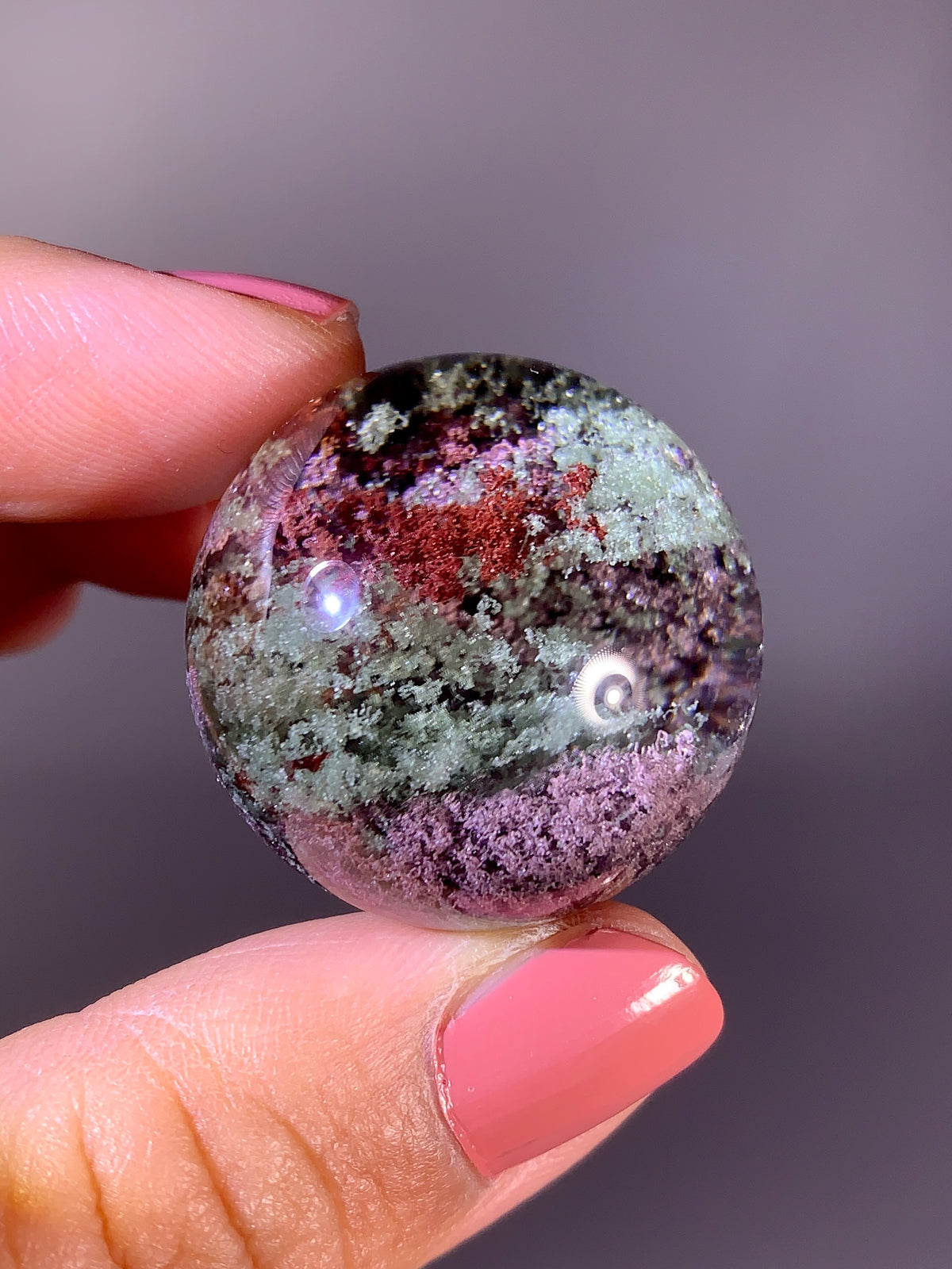 Collector’s Grade Red, Purple & Green Four Seasons Garden Quartz Sphere | Rare Brazilian Specimen