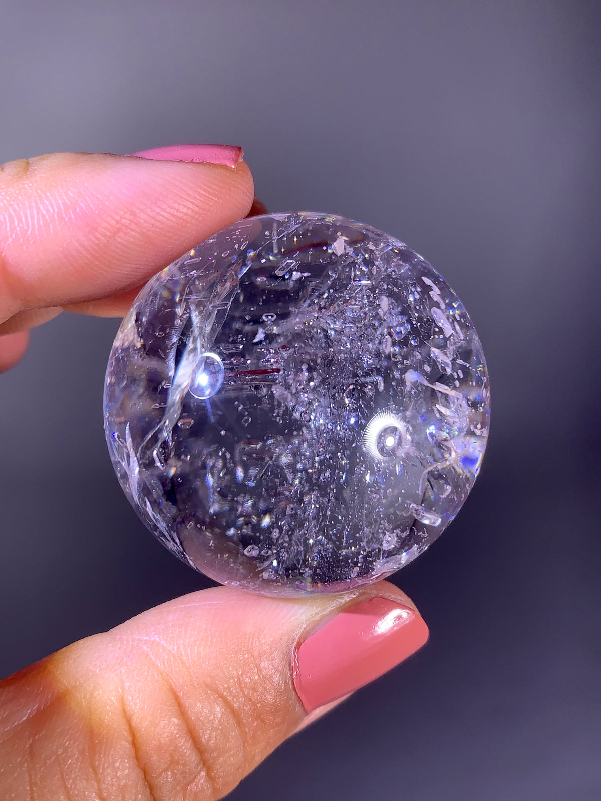 High-Grade Sparkly Negative Quartz-in-Quartz Sphere | Rare Brazilian Specimen