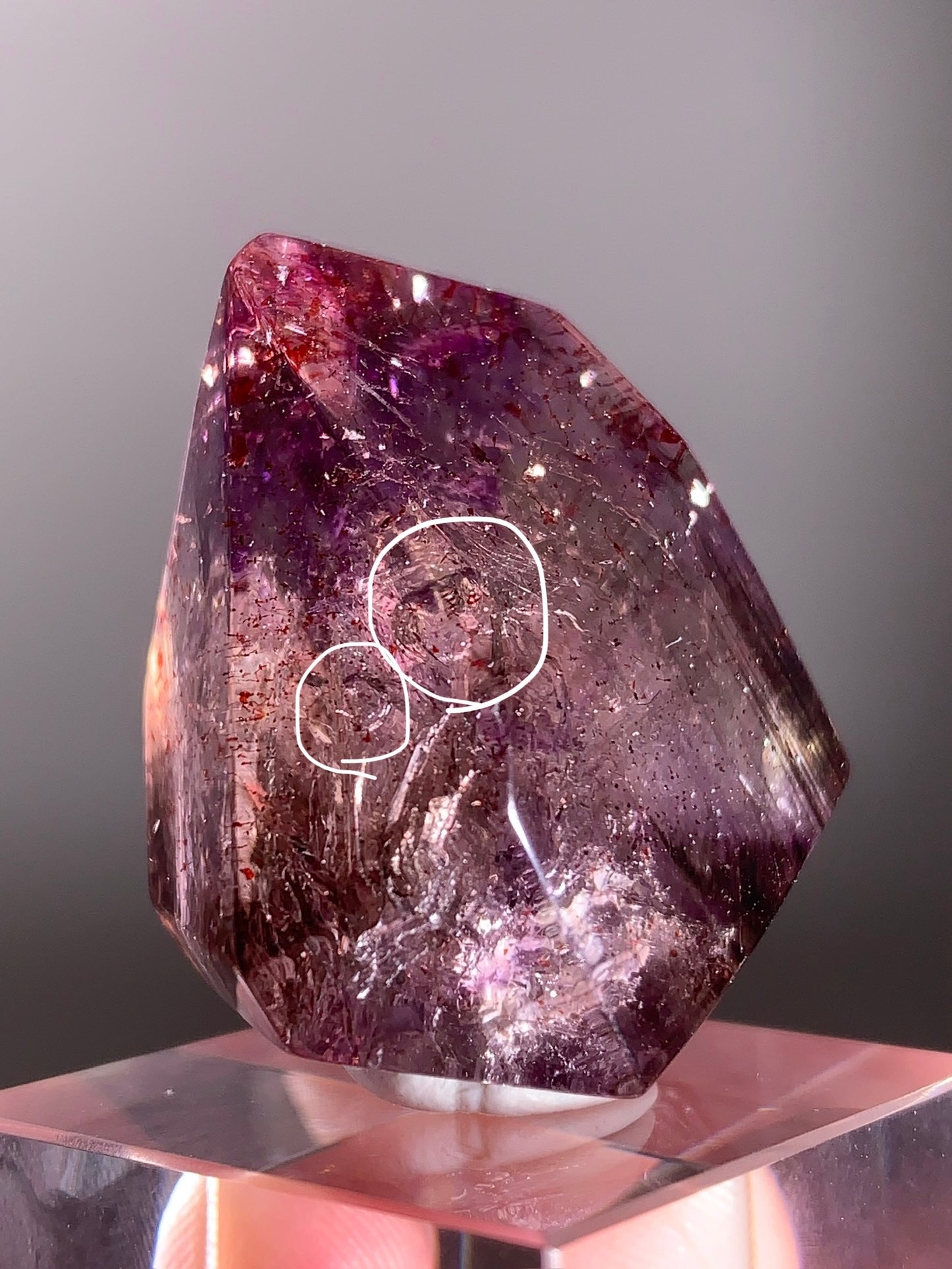 Rare Super Seven Enhydro Double-Bubble Polished Freeform