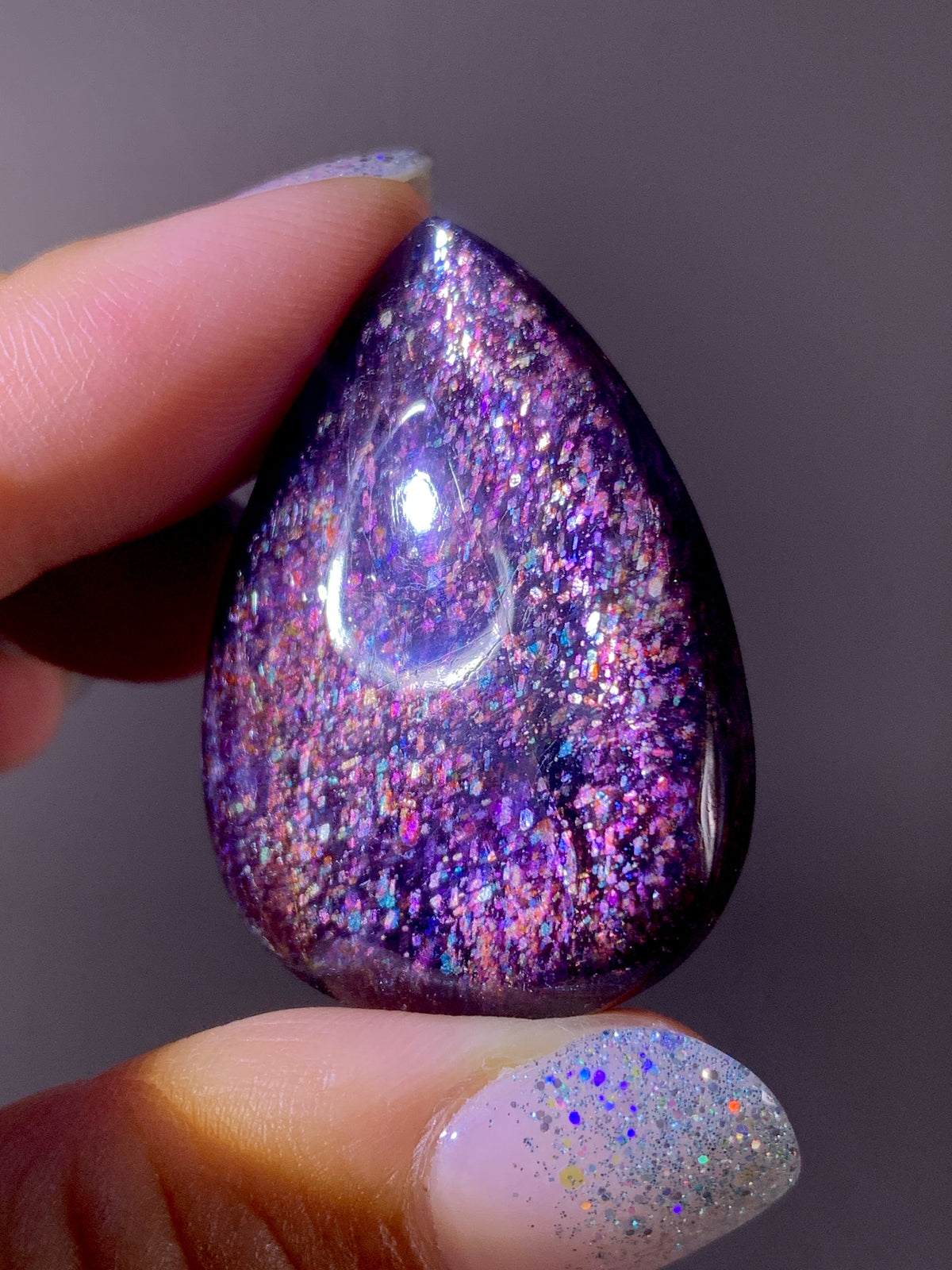 Collector-Grade Galaxy Iolite & Sunstone Bloodshot Double-Sided Cabochon | Tanzania