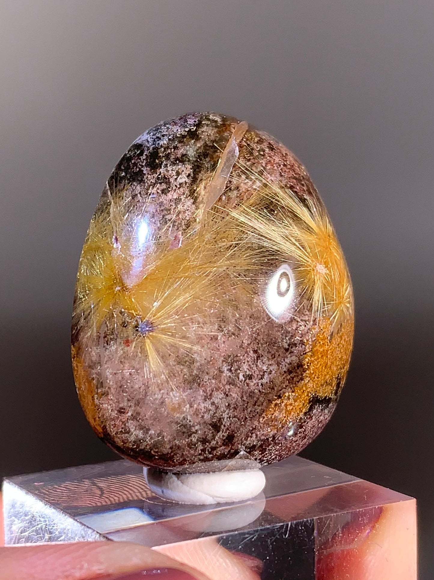 Gold Starburst Rutile in Pink, Orange, and Green Garden Quartz from Brazil