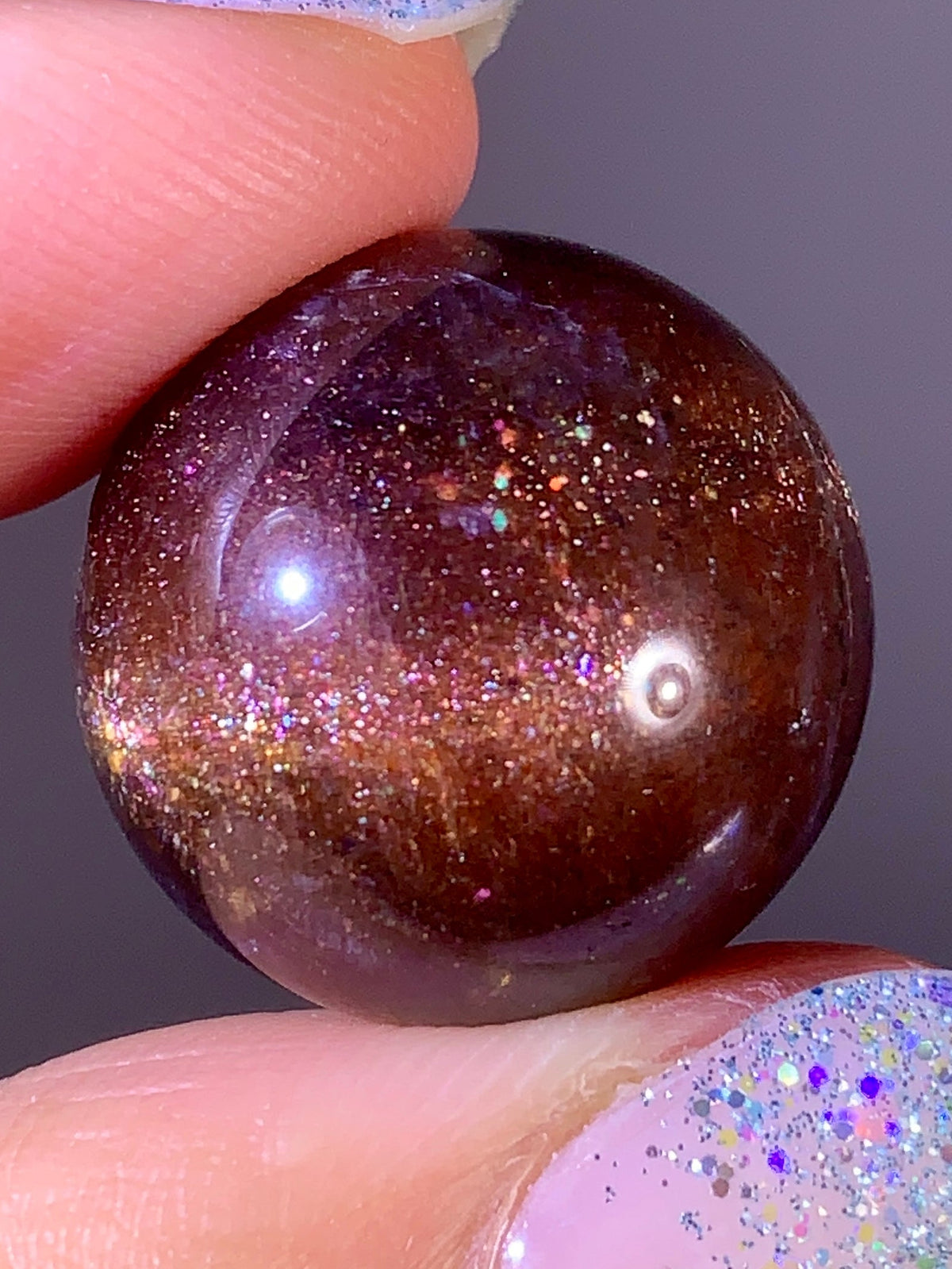 High-Grade Galaxy Iolite & Sunstone Bloodshot Sphere | Tanzania