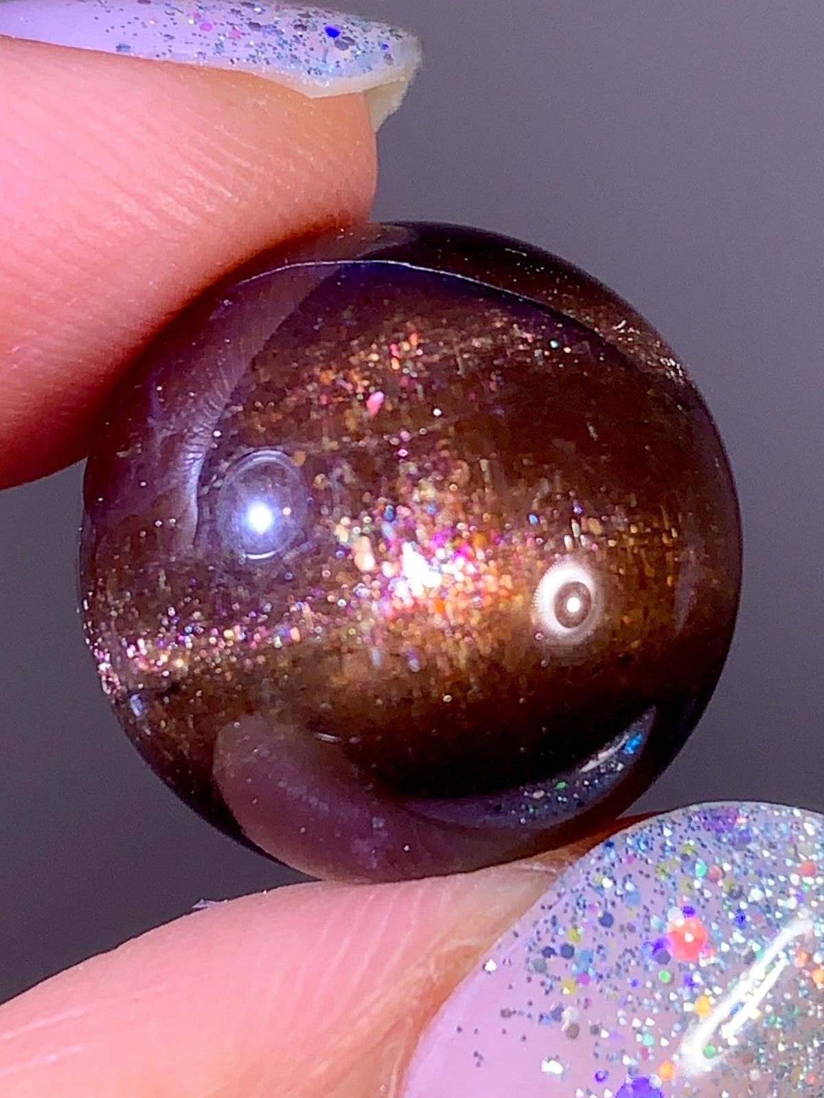 High-Grade Galaxy Iolite & Sunstone Bloodshot Sphere | Tanzania