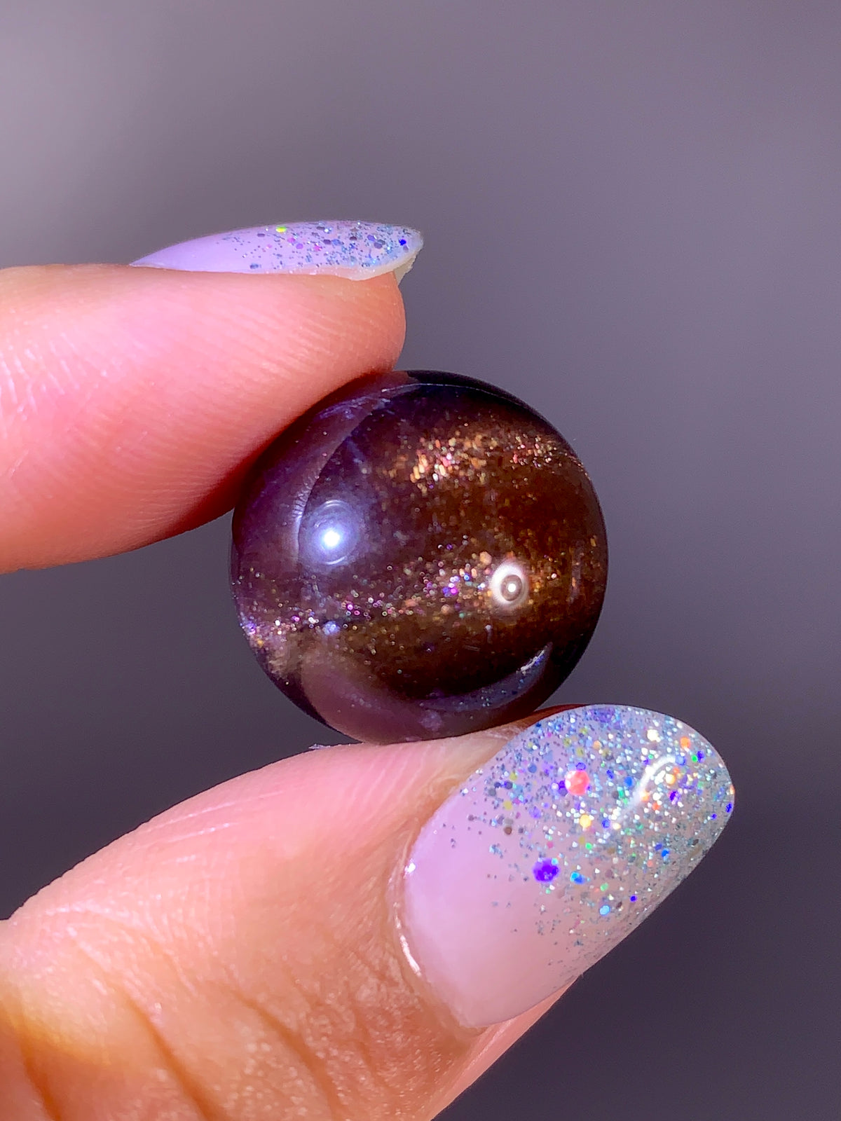 High-Grade Galaxy Iolite & Sunstone Bloodshot Sphere | Tanzania