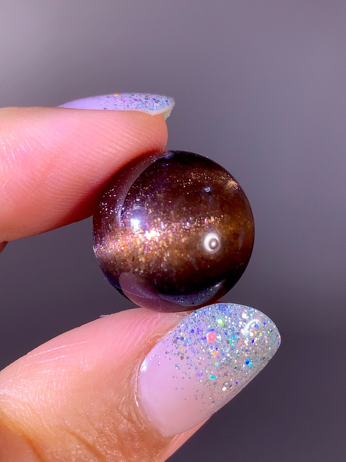 High-Grade Galaxy Iolite & Sunstone Bloodshot Sphere | Tanzania