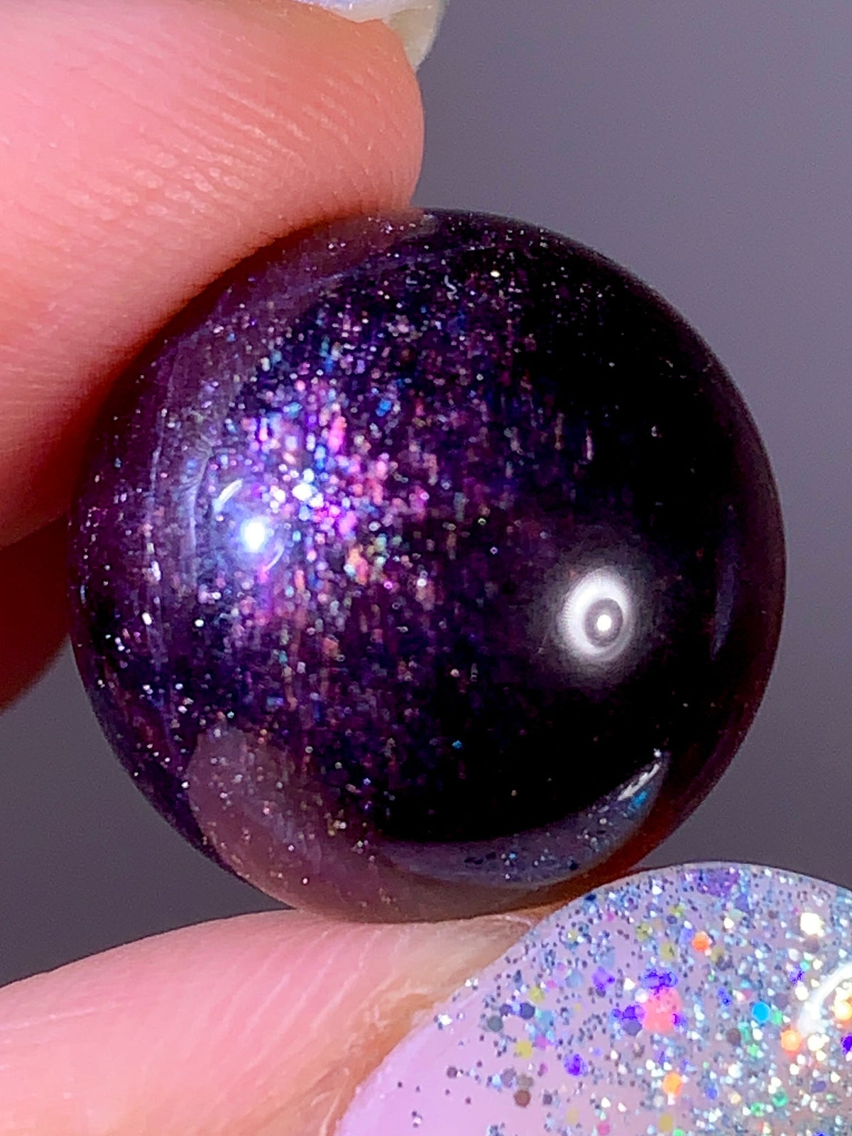 High-Grade Galaxy Iolite & Sunstone Bloodshot Sphere | Tanzania
