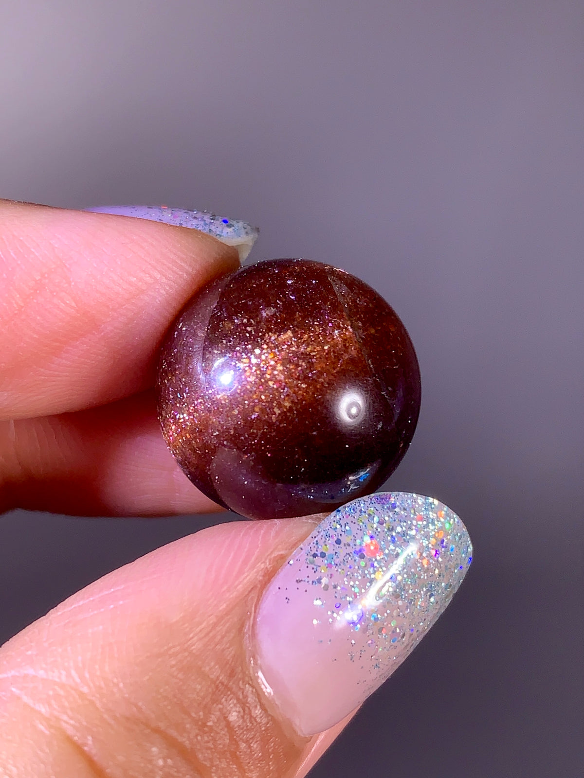 High-Grade Galaxy Iolite & Sunstone Bloodshot Sphere | Tanzania