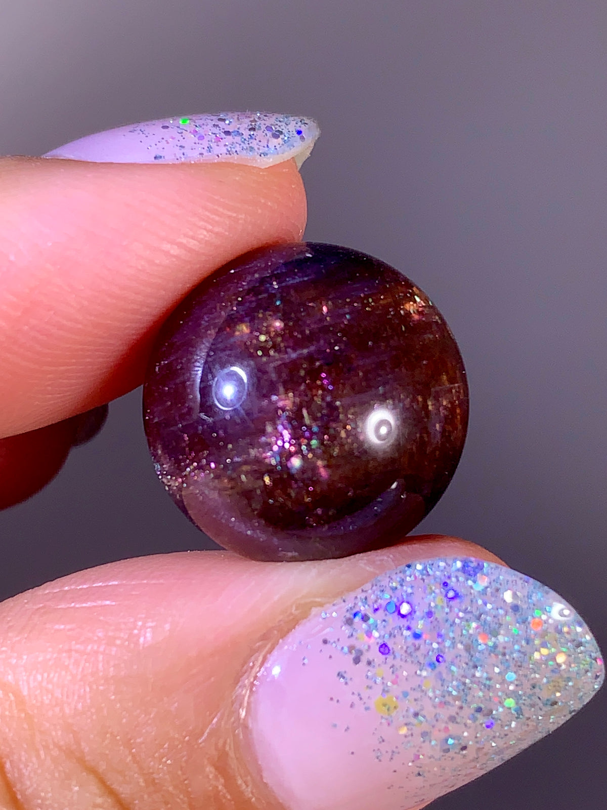 High-Grade Galaxy Iolite & Sunstone Bloodshot Sphere | Tanzania