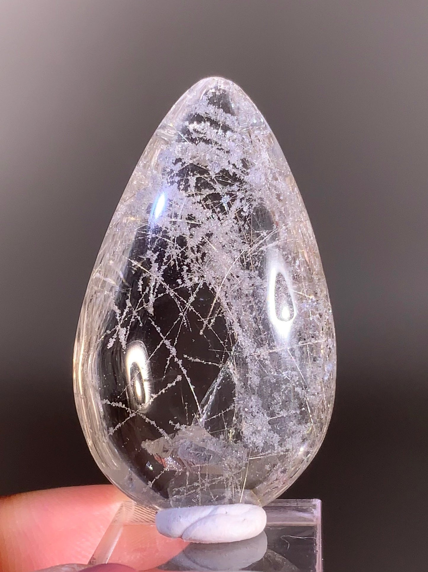 Extremely Rare Silver Rutile Teardrop with Manifestation and Shiny Starlight White Garden – Collector’s Piece