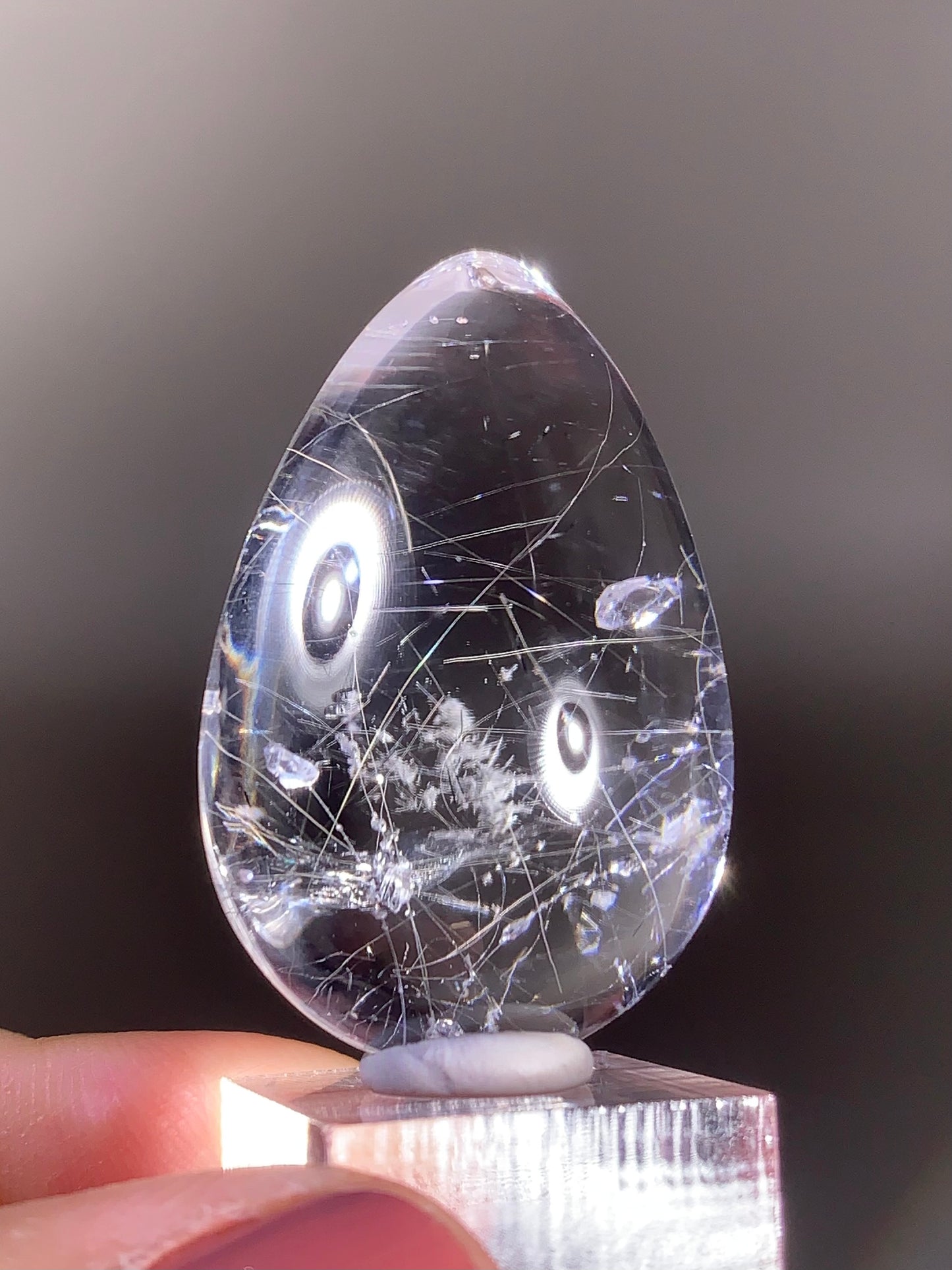 Collector’s Piece – Top-Grade Silver Rutile Teardrop Quartz with Multiple Tiny Manifestations