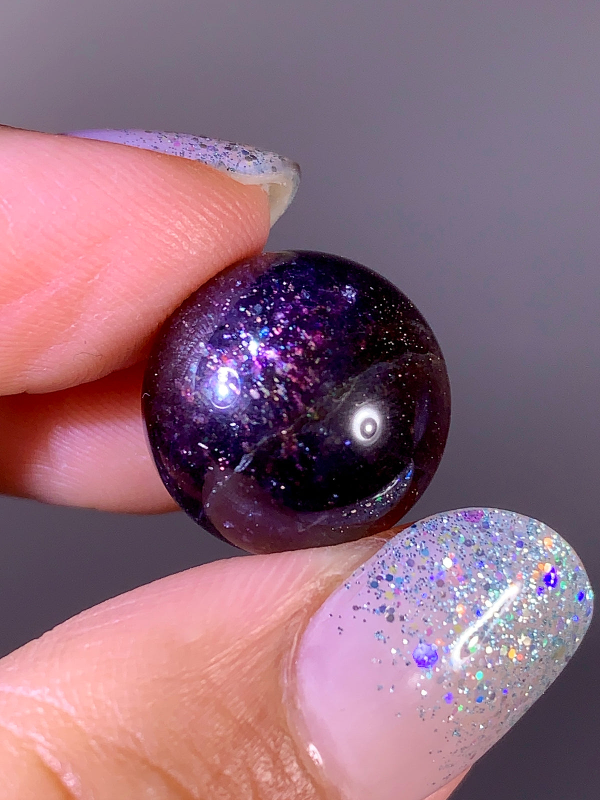 High-Grade Galaxy Iolite & Sunstone Bloodshot Sphere | Tanzania