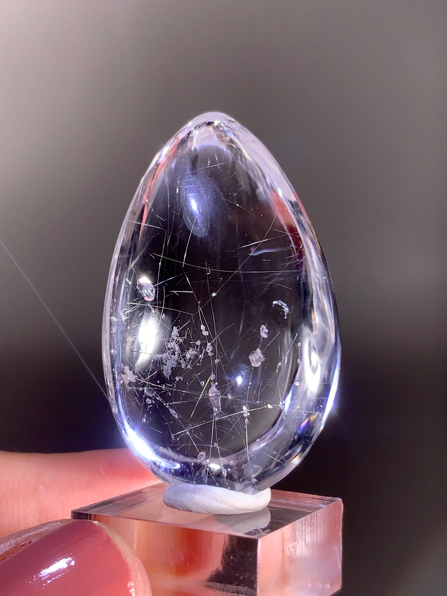 Collector’s Piece – Top-Grade Silver Rutile Teardrop Quartz with Multiple Tiny Manifestations