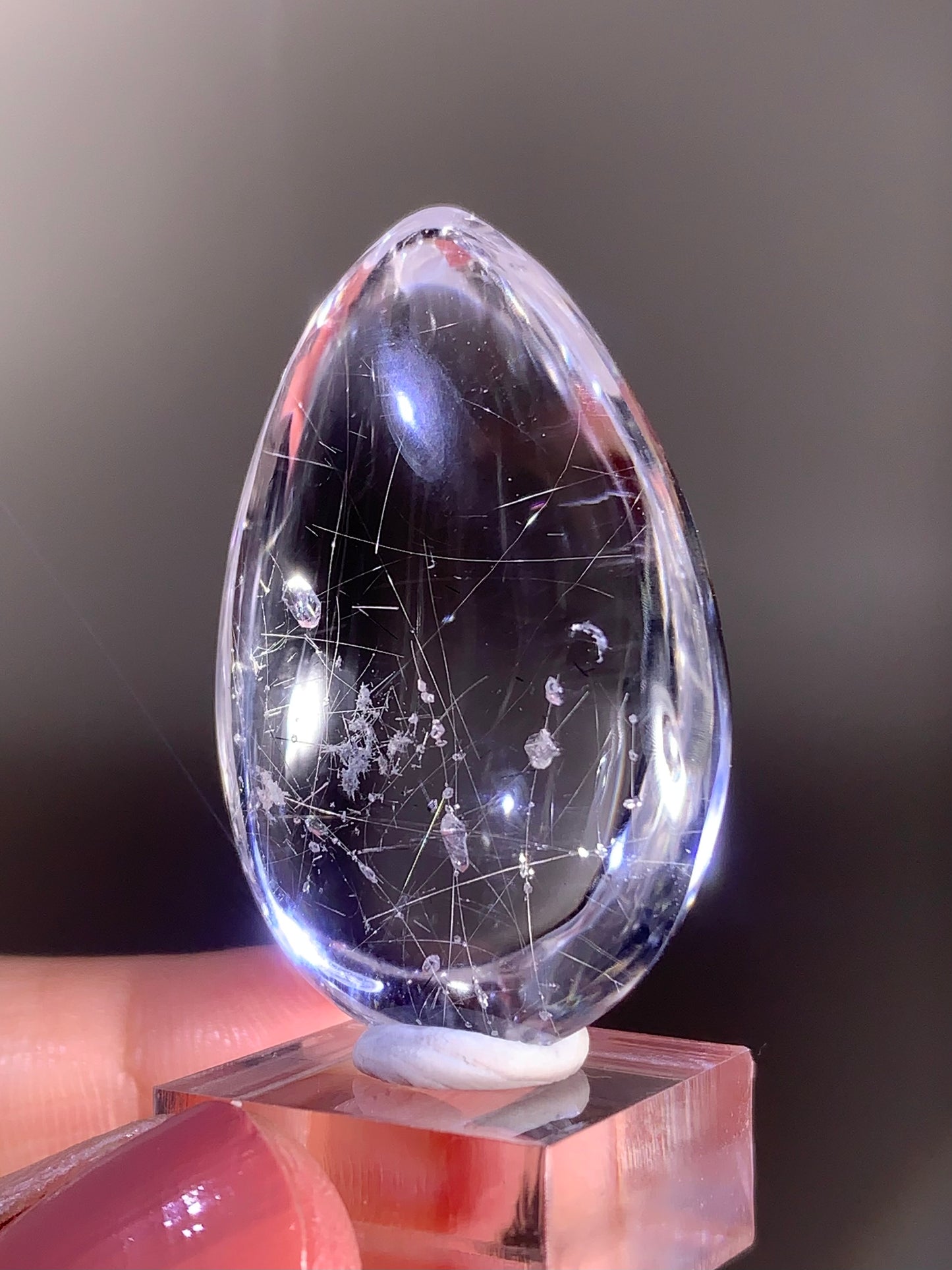 Collector’s Piece – Top-Grade Silver Rutile Teardrop Quartz with Multiple Tiny Manifestations