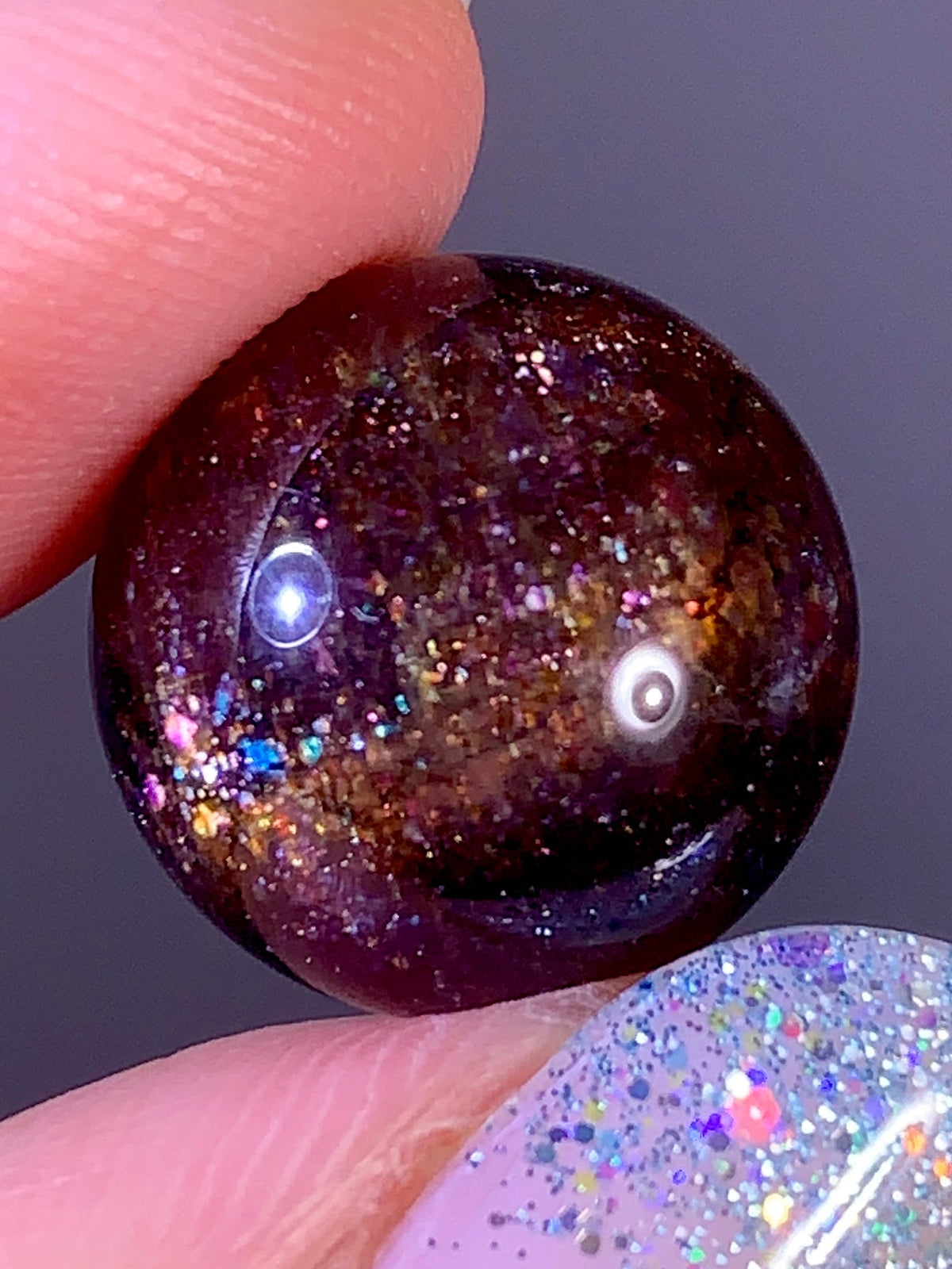 High-Grade Galaxy Iolite & Sunstone Bloodshot Sphere | Tanzania