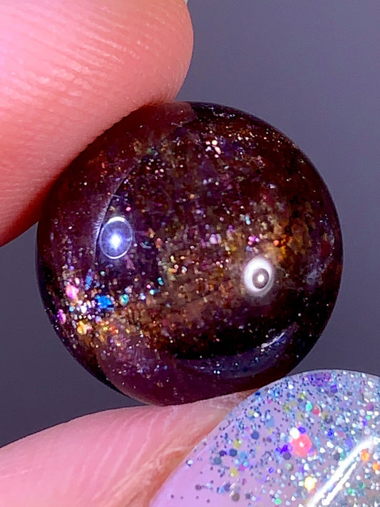 High-Grade Galaxy Iolite & Sunstone Bloodshot Sphere | Tanzania