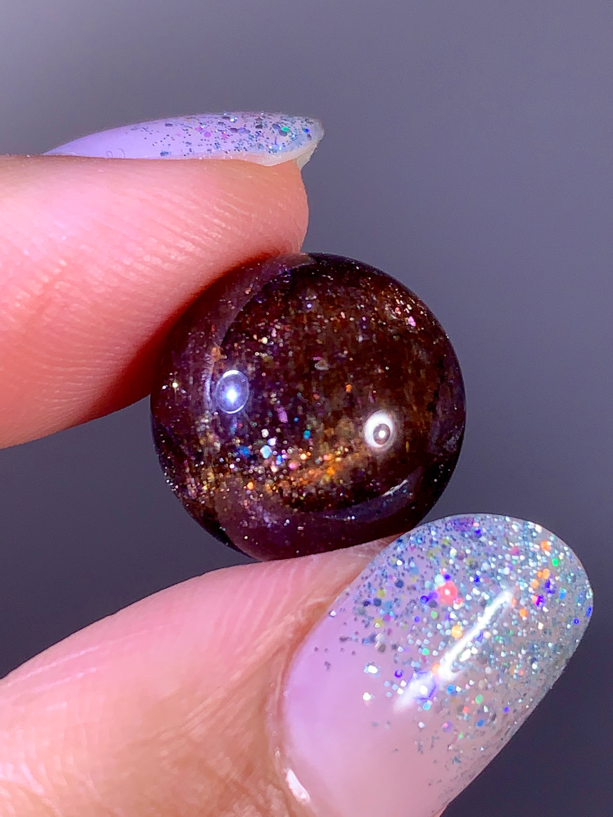 High-Grade Galaxy Iolite & Sunstone Bloodshot Sphere | Tanzania