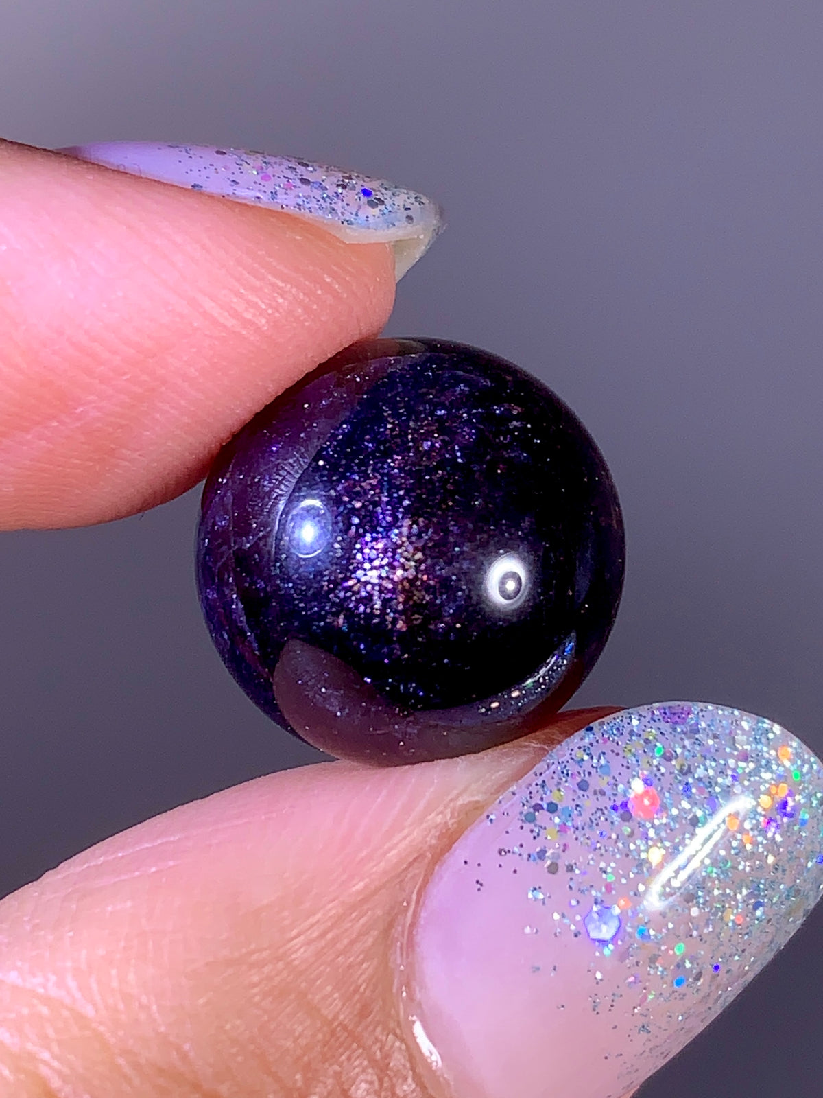 High-Grade Galaxy Iolite & Sunstone Bloodshot Sphere | Tanzania