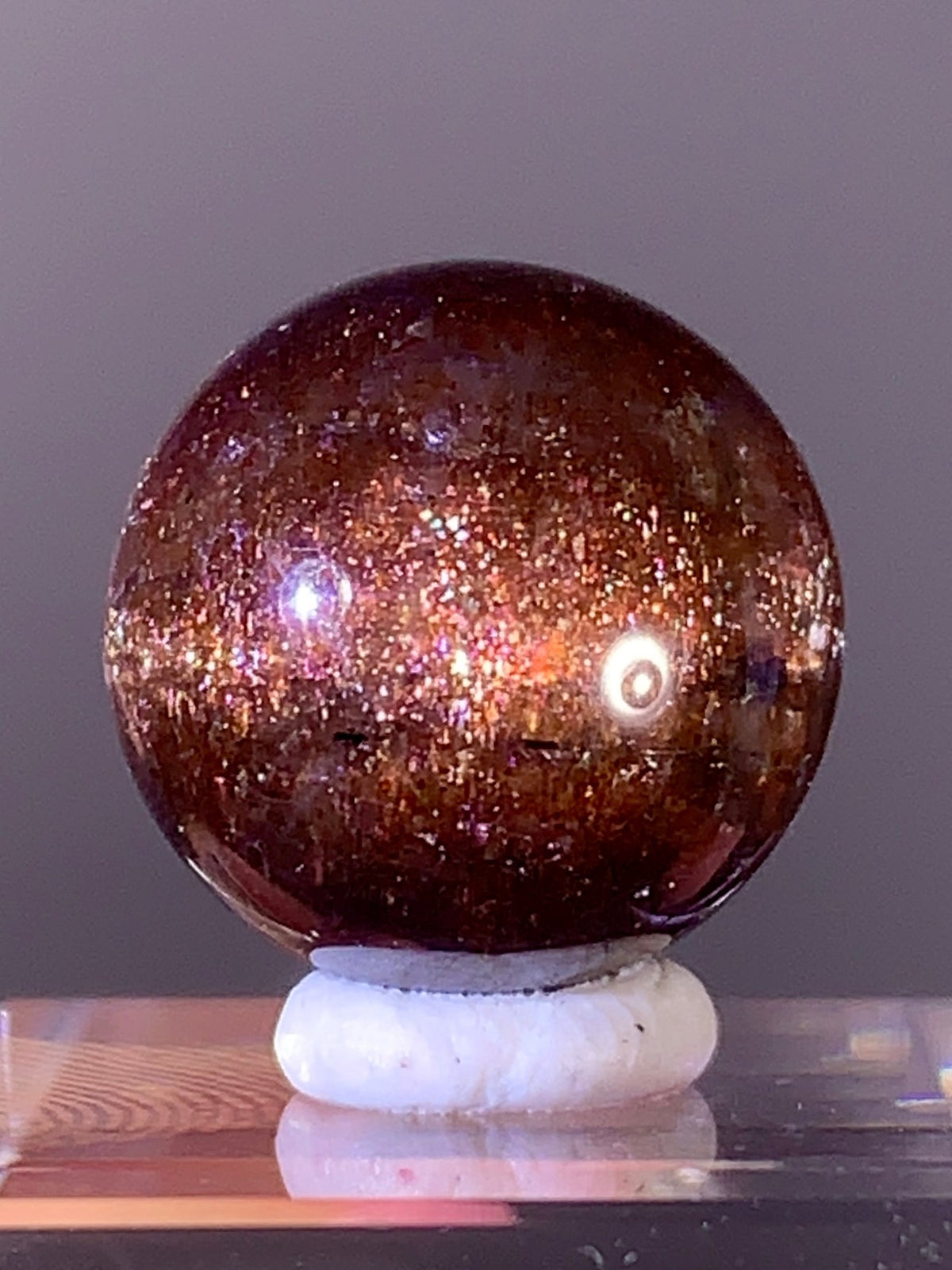High-Grade Galaxy Iolite & Sunstone Bloodshot Sphere | Tanzania