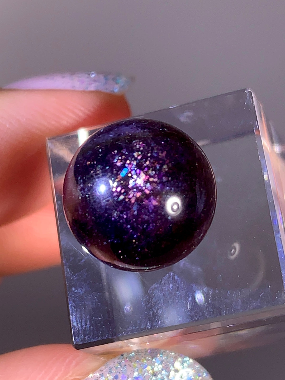 High-Grade Galaxy Iolite & Sunstone Bloodshot Sphere | Tanzania