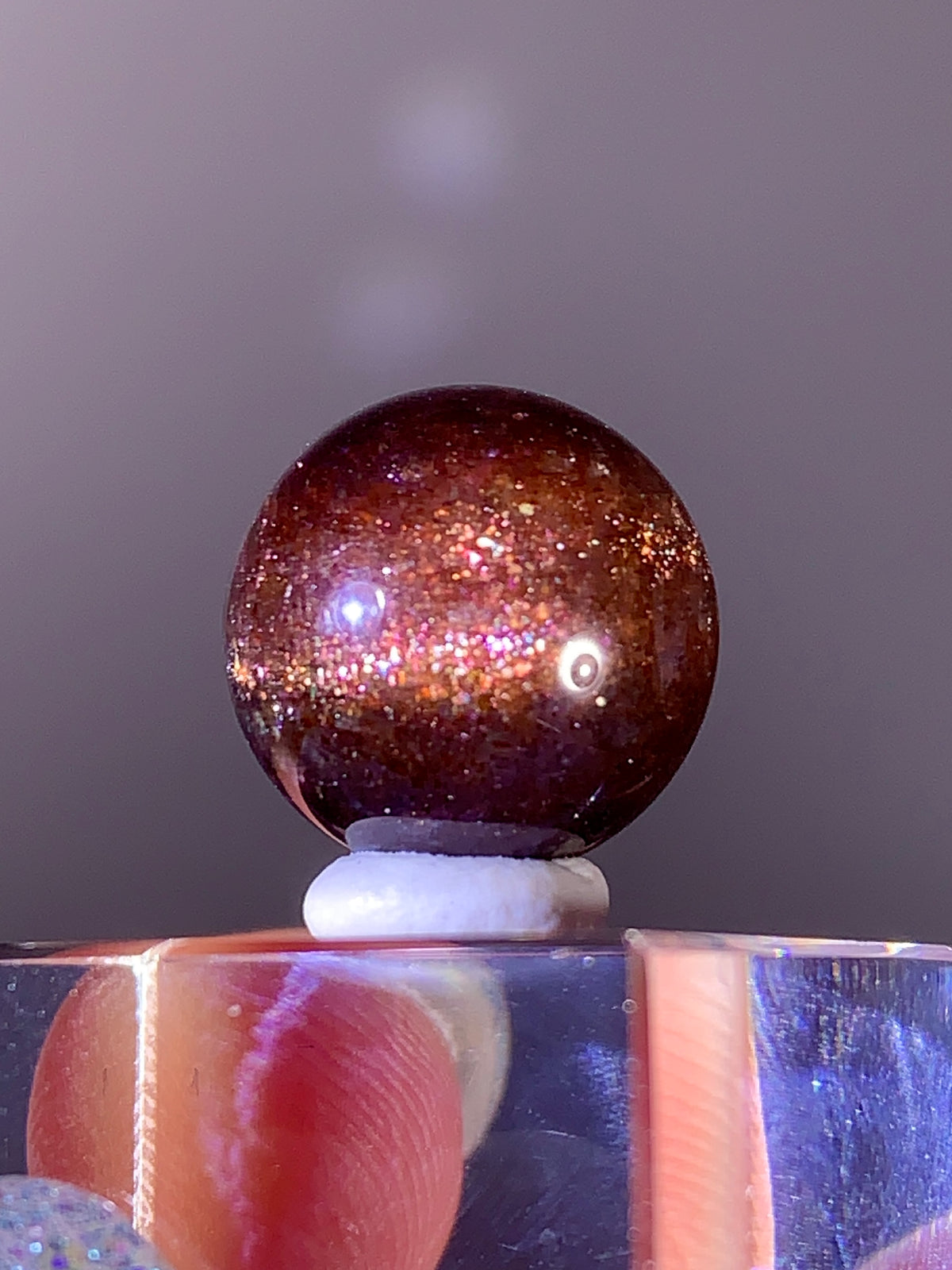 High-Grade Galaxy Iolite & Sunstone Bloodshot Sphere | Tanzania