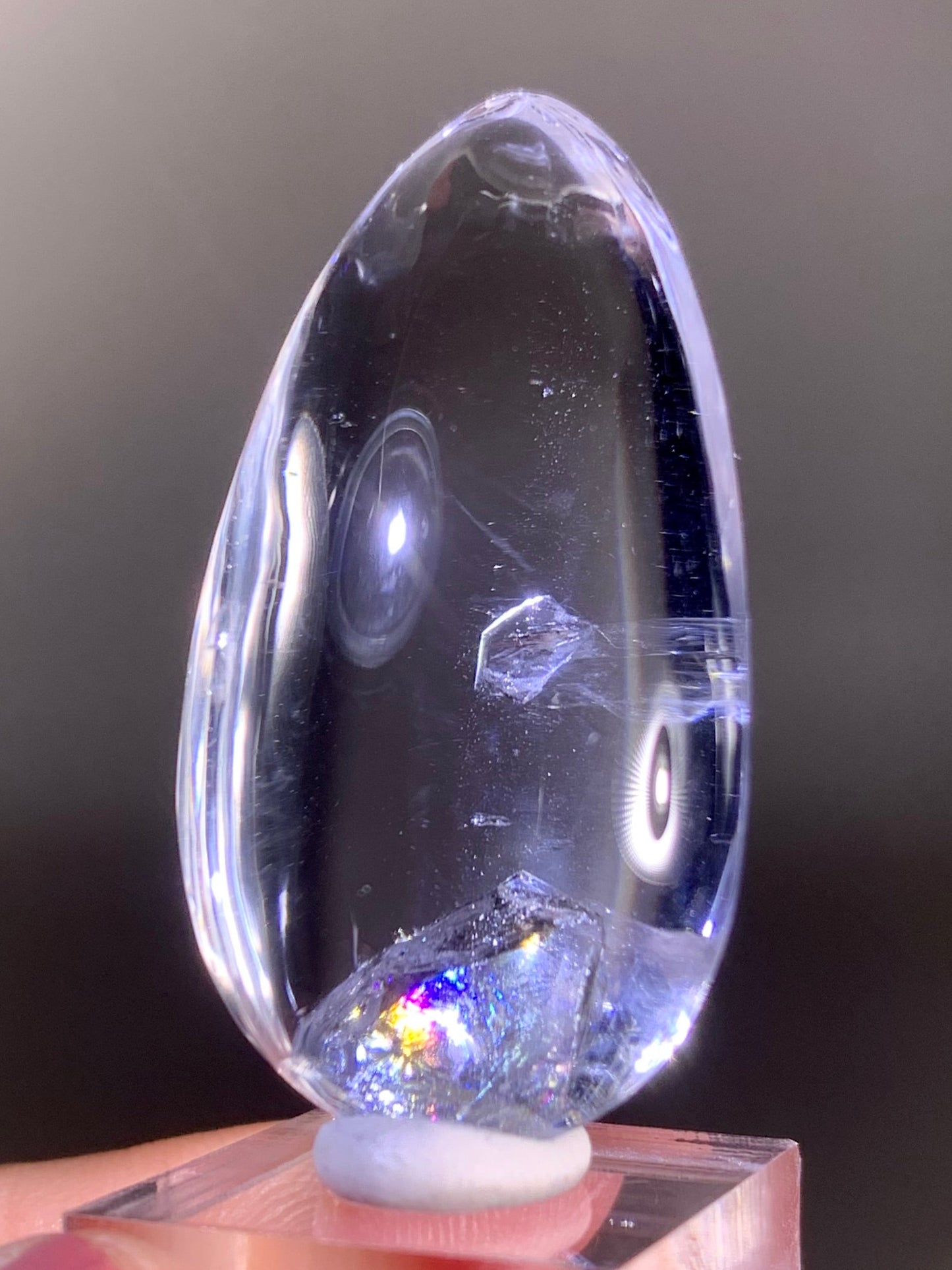 Top-Quality Water-Clear Quartz with Manifestation Crystal and Rainbow Inclusions