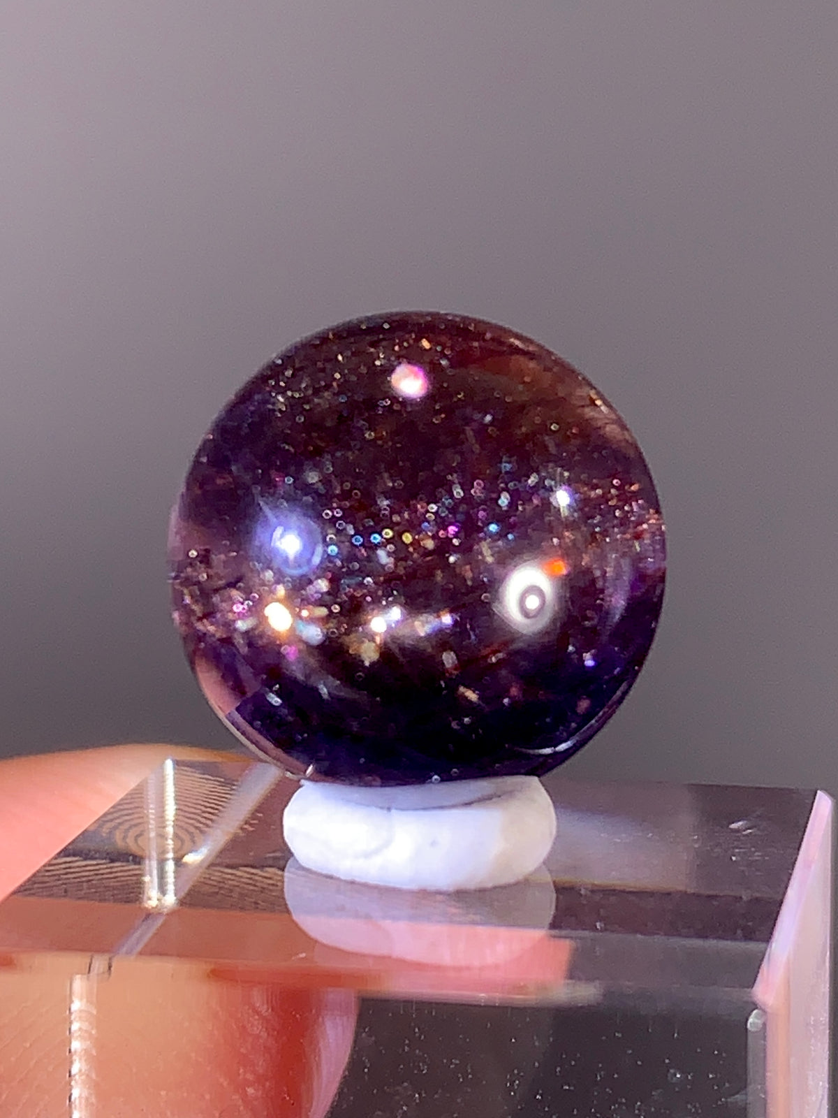 Collector-Grade Galaxy Iolite & Sunstone Bloodshot Sphere | Tanzania