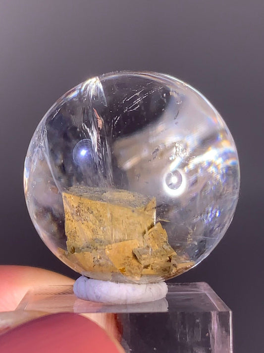 Calcite in Quartz Crystal Sphere – Natural Brazilian Specimen