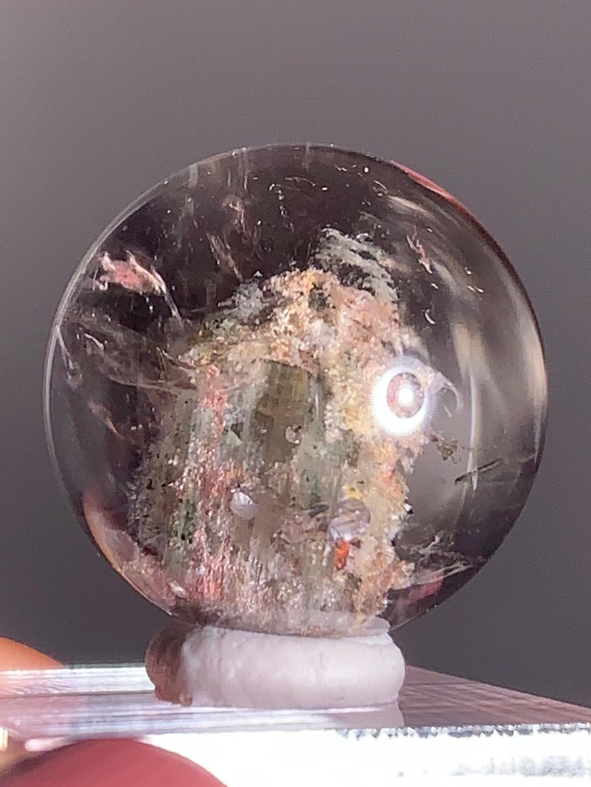 Colorful Garden Quartz Sphere with Manifestations (Crystal-in-Crystal)