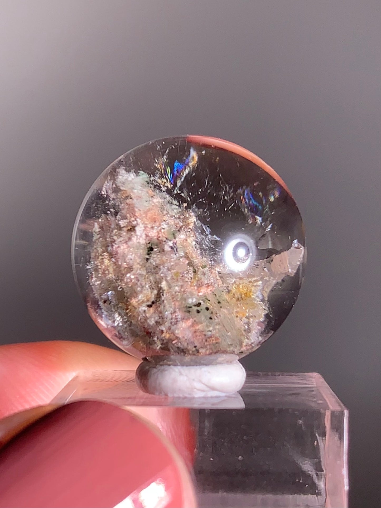 Colorful Garden Quartz Sphere with Manifestations (Crystal-in-Crystal)