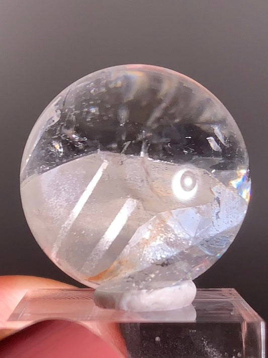 Manifestation (Quartz-in-Quartz) with Rainbow in Clear Quartz Sphere