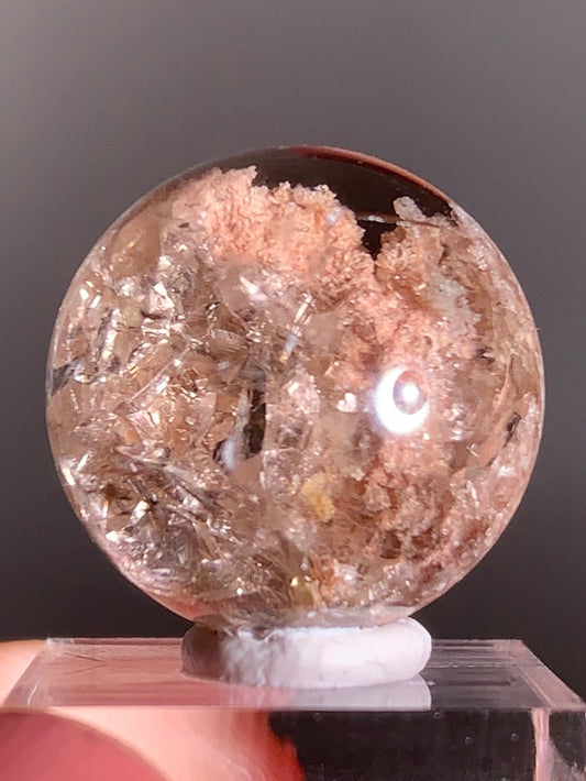 Peach Garden Quartz Sphere with Manifestation Clusters (Crystal-in-Crystal) from Brazil