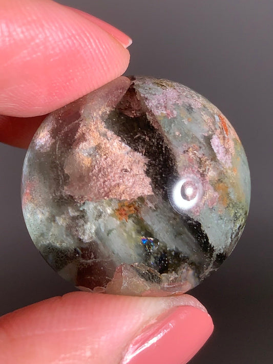 Colorful Garden Quartz Sphere with Manifestation (Quartz-in-Quartz)