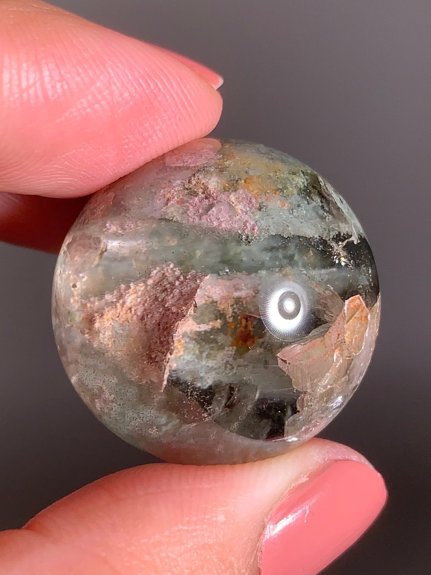 Colorful Garden Quartz Sphere with Manifestation (Quartz-in-Quartz)