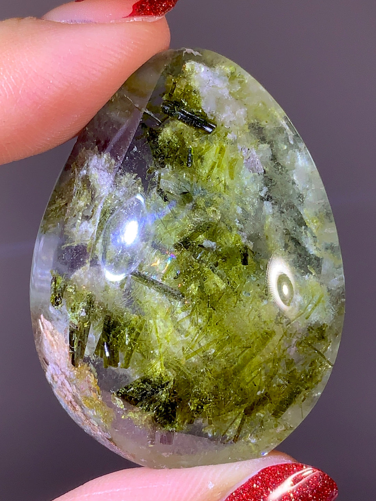 Collector’s Grade Green Tourmaline & White Garden Quartz Large Teardrop | Brazil