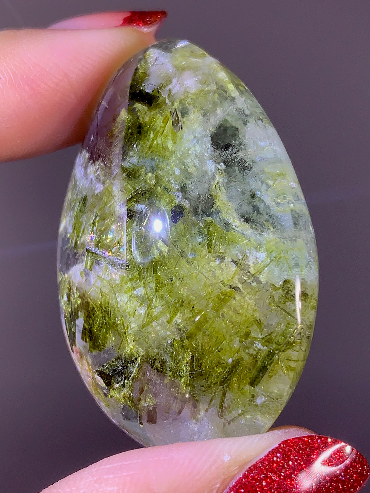 Collector’s Grade Green Tourmaline & White Garden Quartz Large Teardrop | Brazil