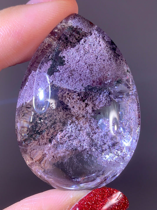 High-Grade Shiny Pink & Purple Four Seasons Garden Quartz Polished Large Teardrop from Brazil